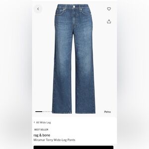 Rag and Bone Miramar Terry wide leg pants size small